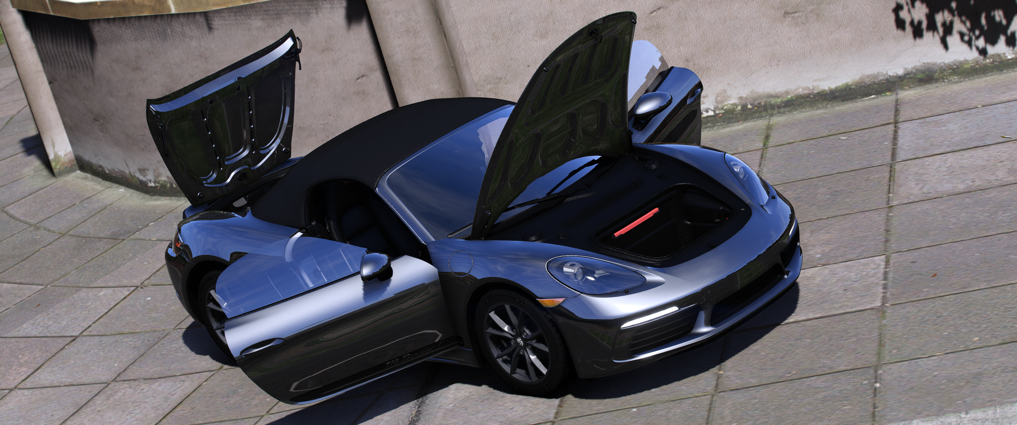 Porsche 718 Boxster HQ Interior + Boot + Engine For GTA 5